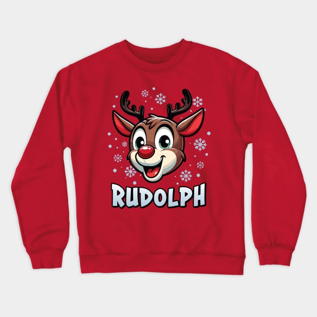 Santa’s Reindeer Rudolph Xmas Group Costume Crewneck Sweatshirt by Graphic Duster